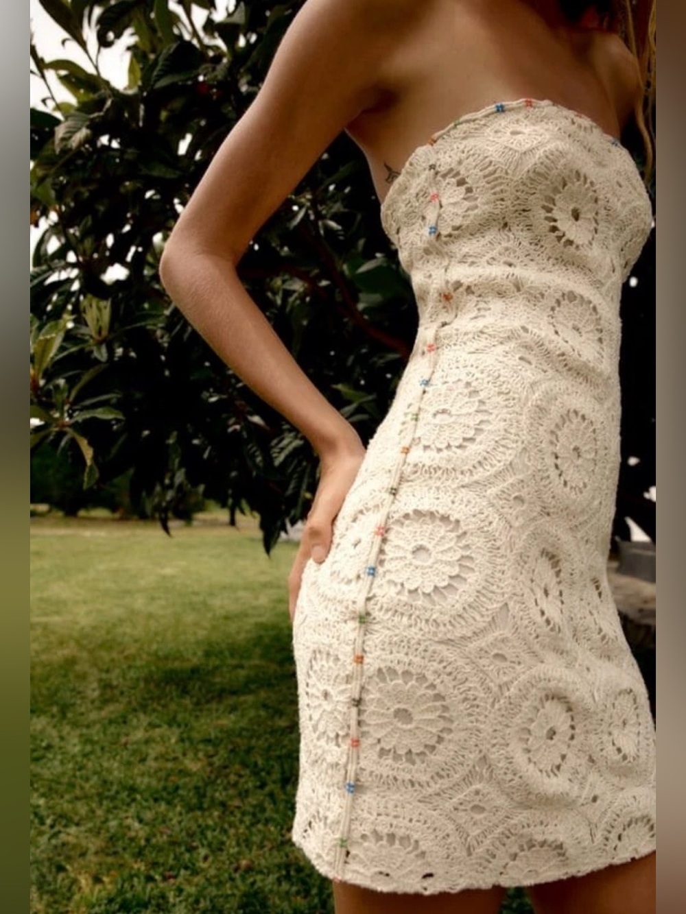 NWT - Zara Crochet Strapless Mini Dress - Size XS